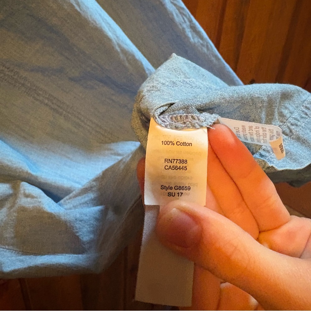 Madewell 100% cotton light Blue Denim mini Dress with ties in back - Picture 4 of 7